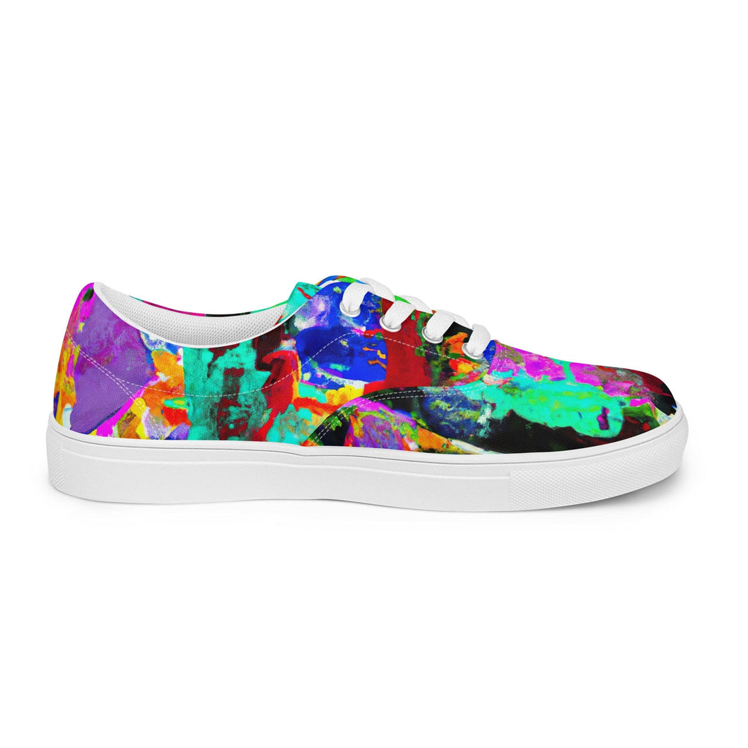 Mens Lace-up Canvas Shoes Red Multicolor Abstract Print