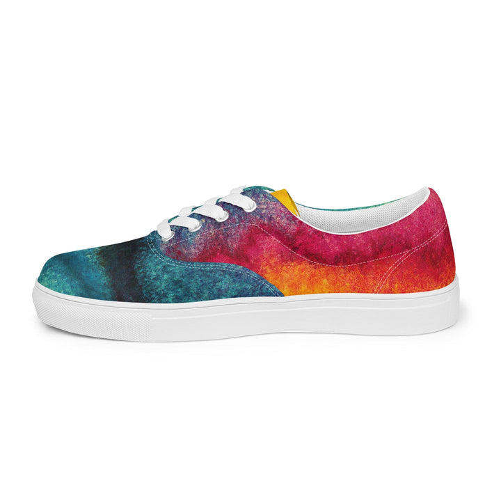 Mens Lace-up Canvas Shoes Multicolor Abstract Pattern