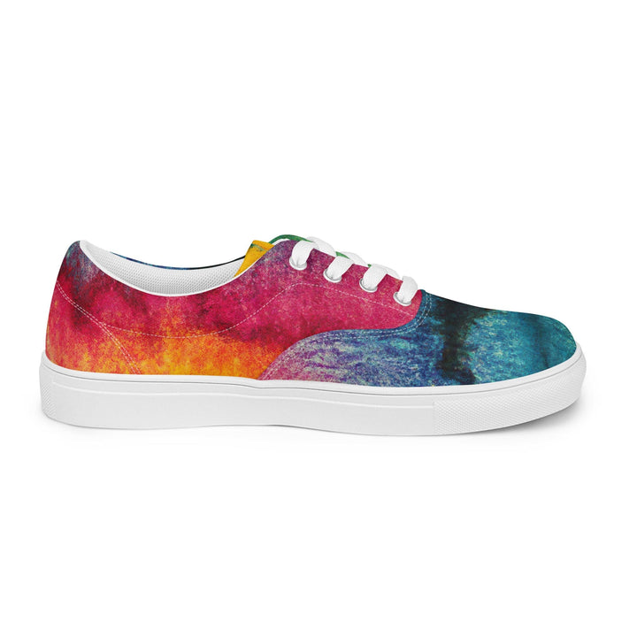 Mens Lace-up Canvas Shoes Multicolor Abstract Pattern