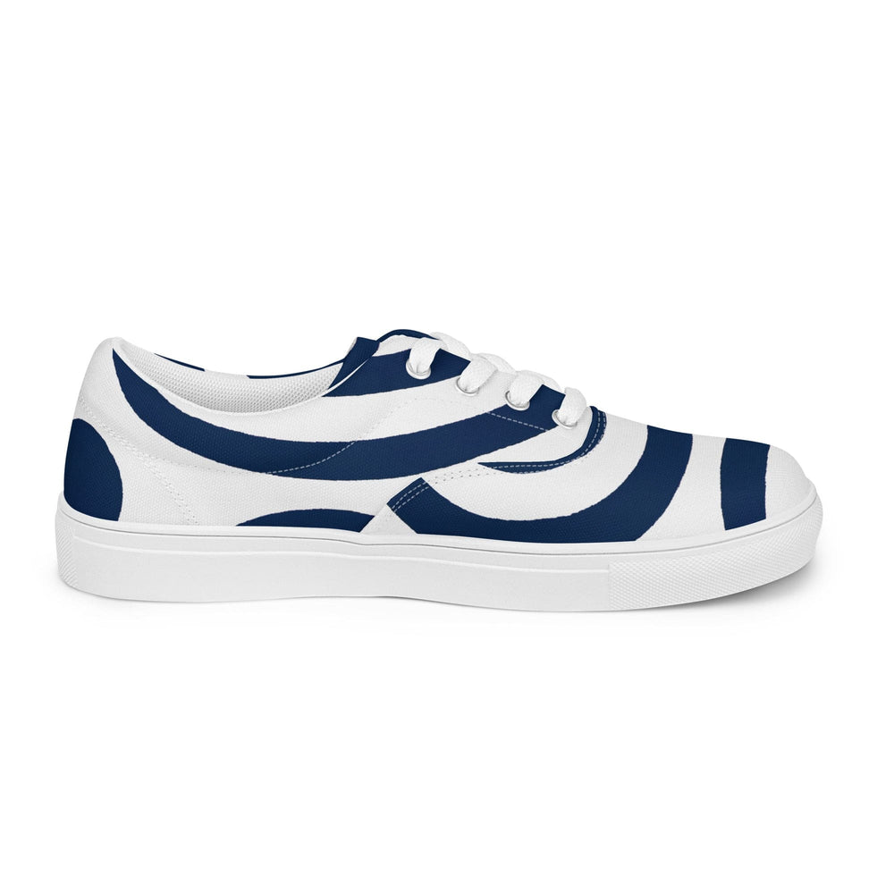 Mens Lace-up Canvas Shoes Navy Blue and White Circular Pattern