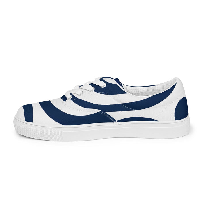 Mens Lace-up Canvas Shoes Navy Blue and White Circular Pattern