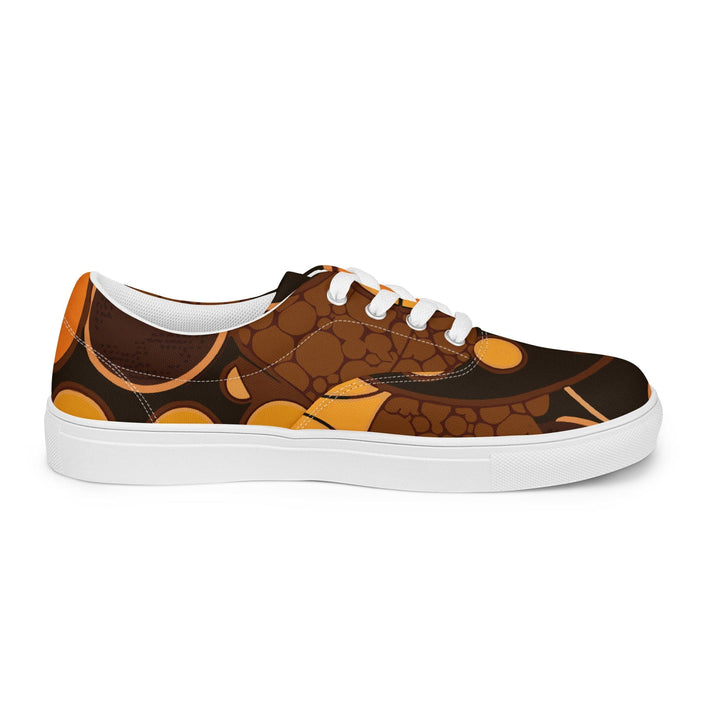 Mens Lace-up Canvas Shoes Orange Brown Spotted Print