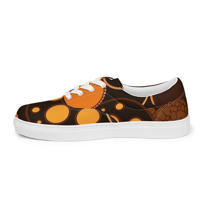 Mens Lace-up Canvas Shoes Orange Brown Spotted Print