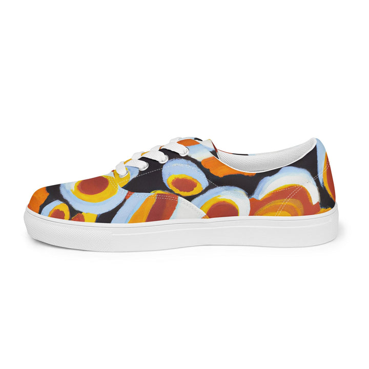 Mens Lace-up Canvas Shoes Orange Black White Geometric Print Pattern