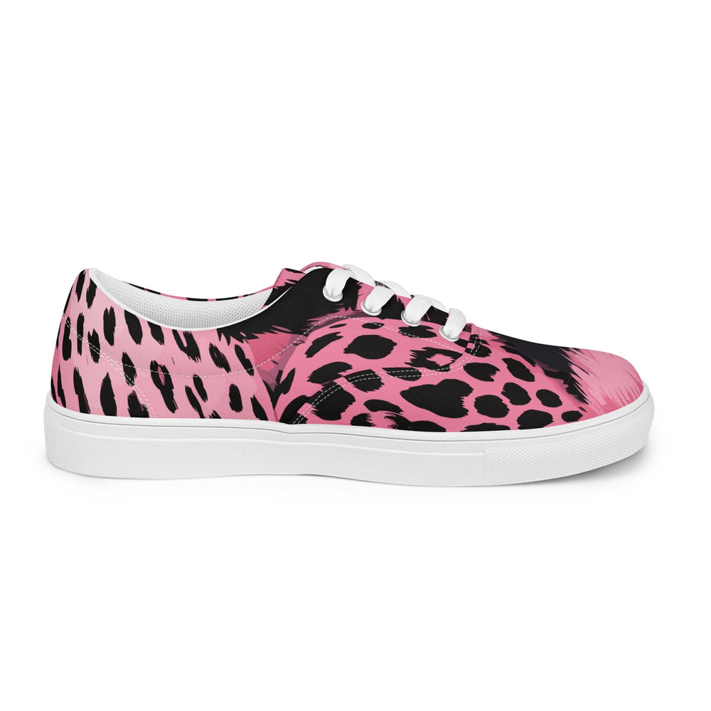 Mens Lace-up Canvas Shoes Pink Black Spotted Print