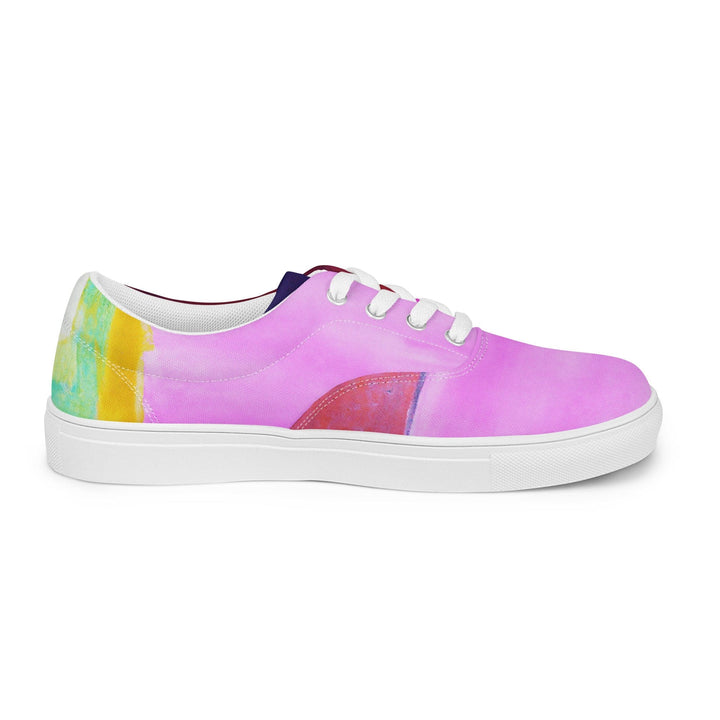 Mens Lace-up Canvas Shoes Pink and Purple Pattern