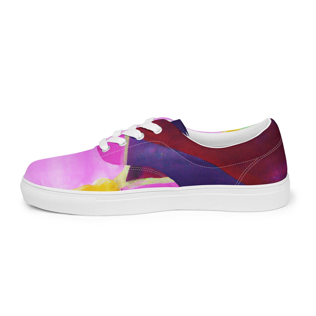 Mens Lace-up Canvas Shoes Pink and Purple Pattern