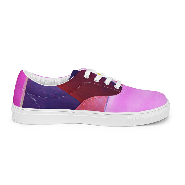 Mens Lace-up Canvas Shoes Pink and Purple Pattern