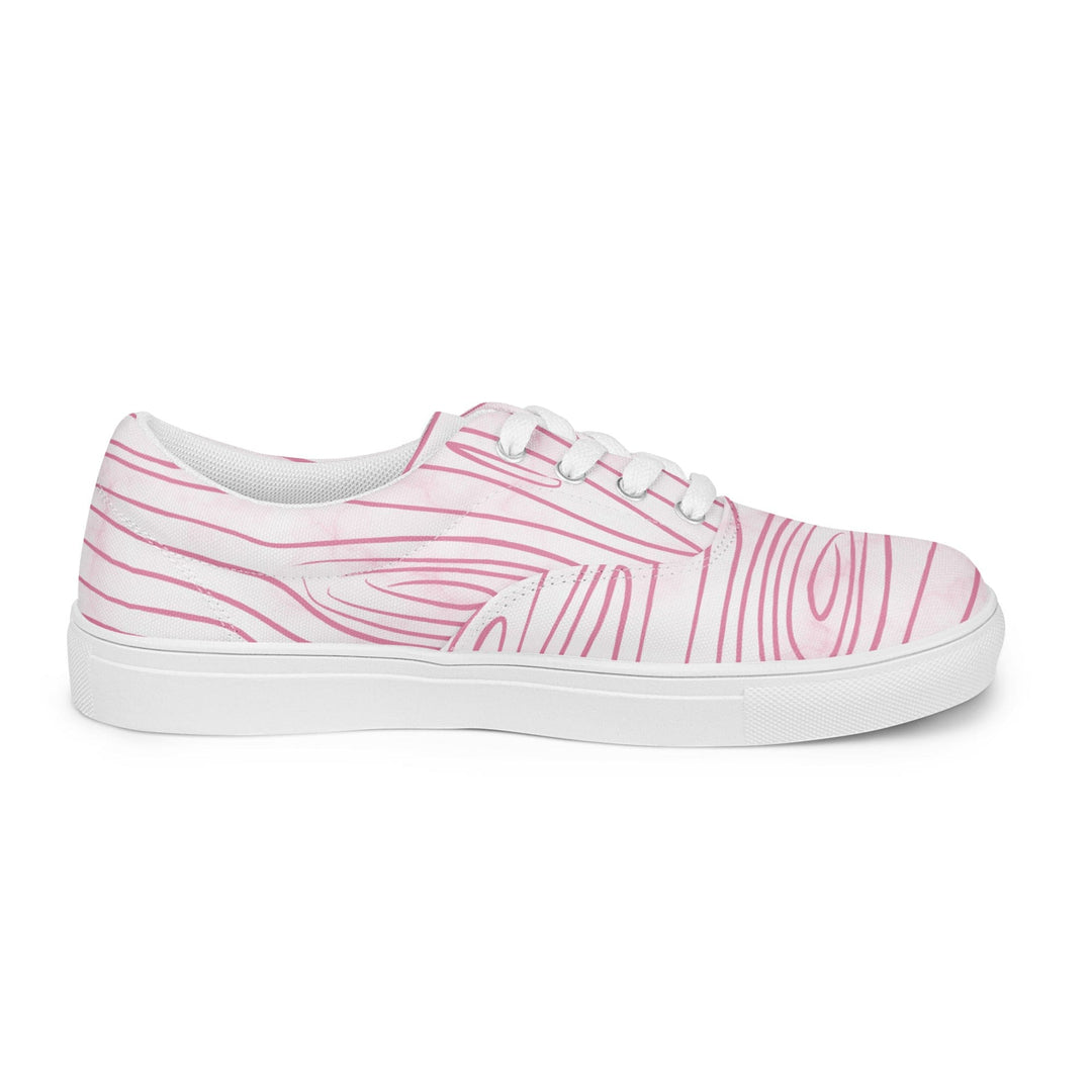 Mens Lace-up Canvas Shoes Pink Line Art Sketch Print