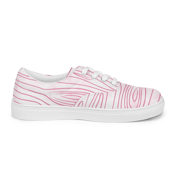 Mens Lace-up Canvas Shoes Pink Line Art Sketch Print