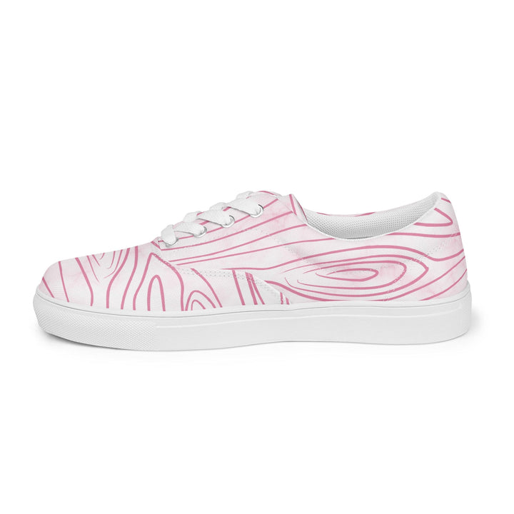 Mens Lace-up Canvas Shoes Pink Line Art Sketch Print