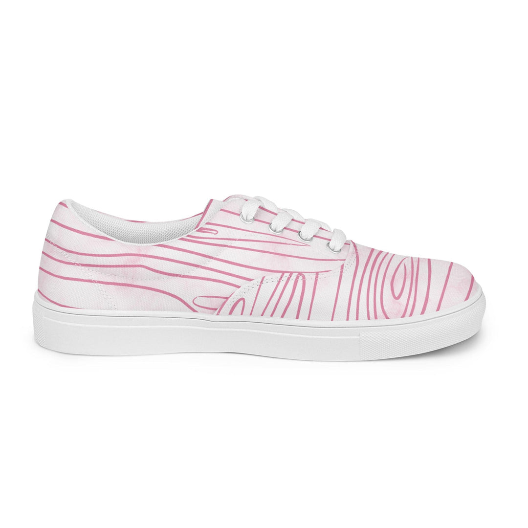 Mens Lace-up Canvas Shoes Pink Line Art Sketch Print