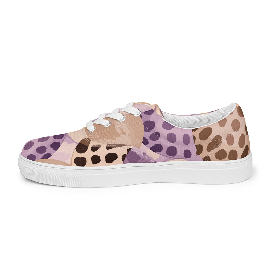 Mens Lace-up Canvas Shoes Purple Lavender Spotted Print