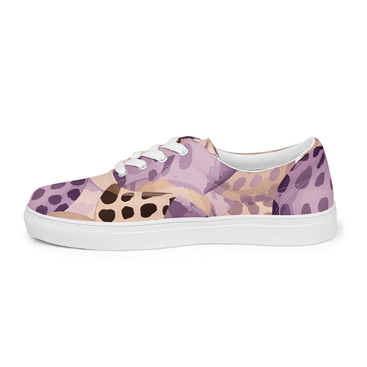 Mens Lace-up Canvas Shoes Purple Lavender Spotted Print