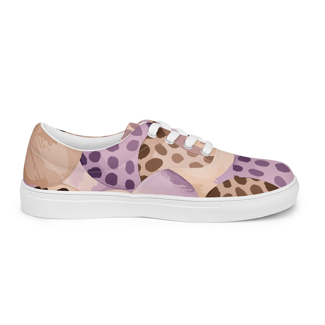 Mens Lace-up Canvas Shoes Purple Lavender Spotted Print