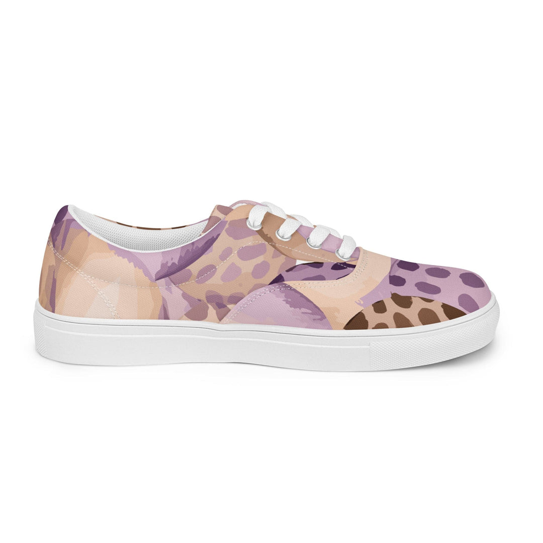 Mens Lace-up Canvas Shoes Purple Lavender Spotted Print