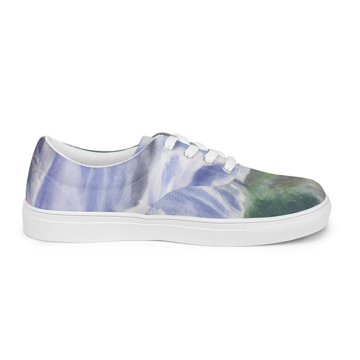 Mens Lace-up Canvas Shoes Purple Watercolor Waterfall Green