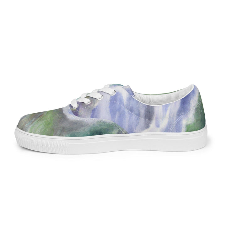 Mens Lace-up Canvas Shoes Purple Watercolor Waterfall Green