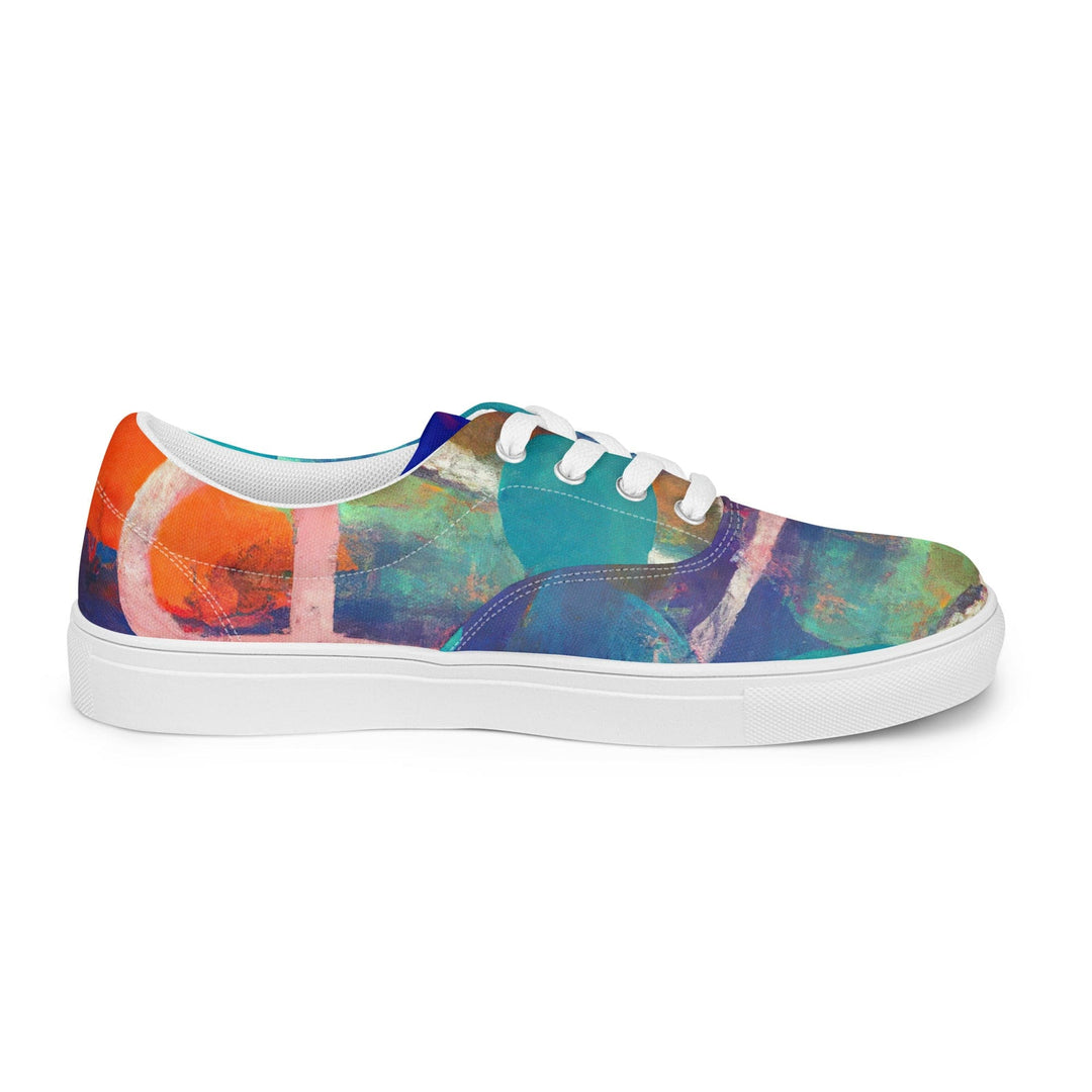 Mens Lace-up Canvas Shoes Red Blue Multicolor Abstract Print