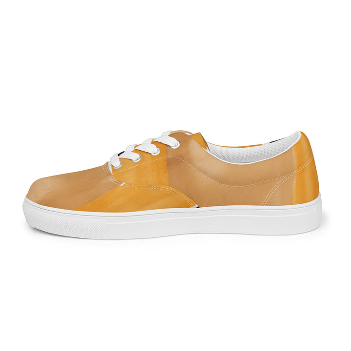 Mens Lace-up Canvas Shoes Yellow Brown Abstract Pattern