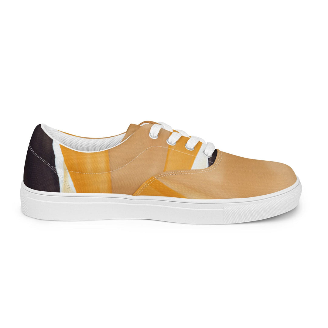 Mens Lace-up Canvas Shoes Yellow Brown Abstract Pattern