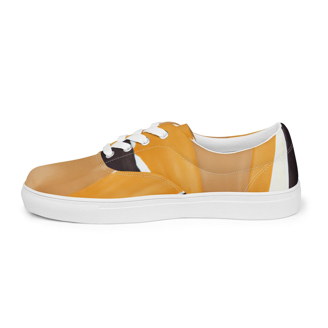 Mens Lace-up Canvas Shoes Yellow Brown Abstract Pattern