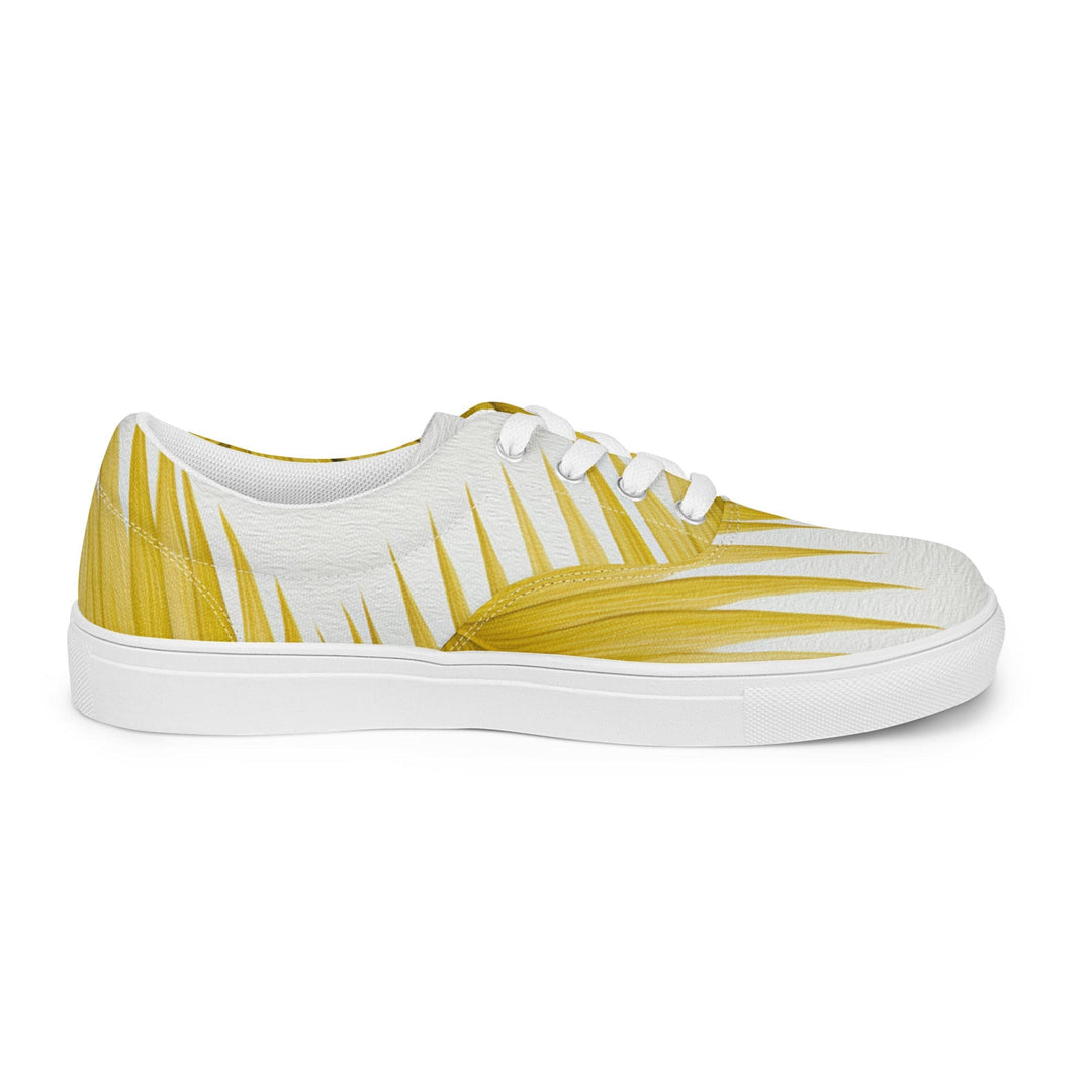 Mens Lace-up Canvas Shoes Yellow Palm Leaves