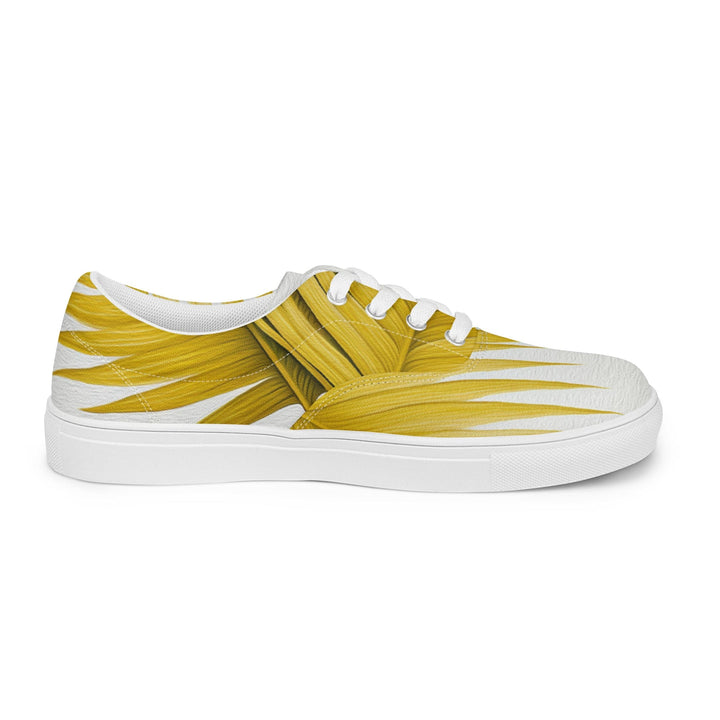 Mens Lace-up Canvas Shoes Yellow Palm Leaves