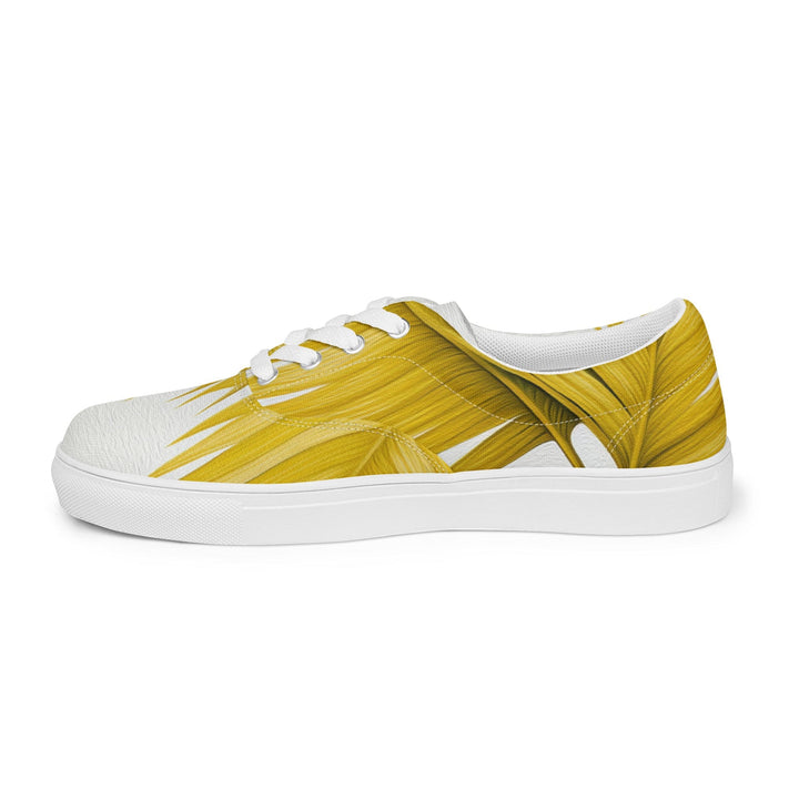 Mens Lace-up Canvas Shoes Yellow Palm Leaves