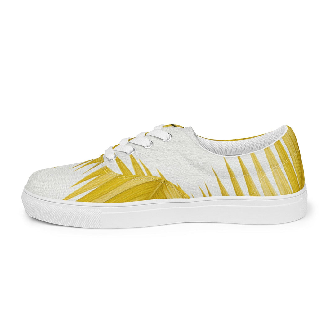 Mens Lace-up Canvas Shoes Yellow Palm Leaves