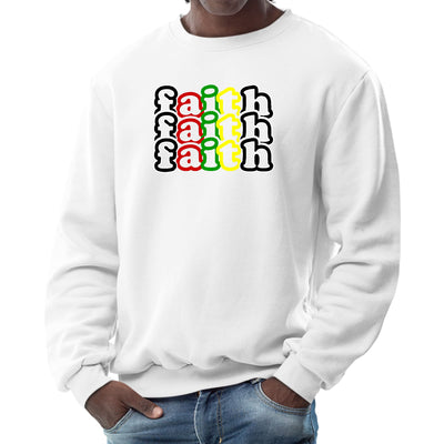 Mens Long Sleeve Graphic Sweatshirt Faith Stack Multicolor Black - Mens