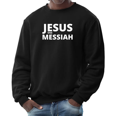 Mens Long Sleeve Graphic Sweatshirt Jesus One Messiah - Mens | Sweatshirts