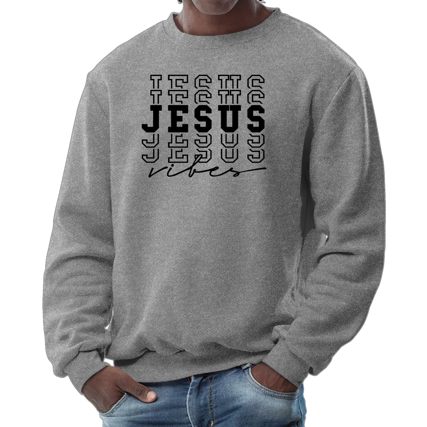 Mens Long Sleeve Graphic Sweatshirt Jesus Vibes - Mens | Sweatshirts