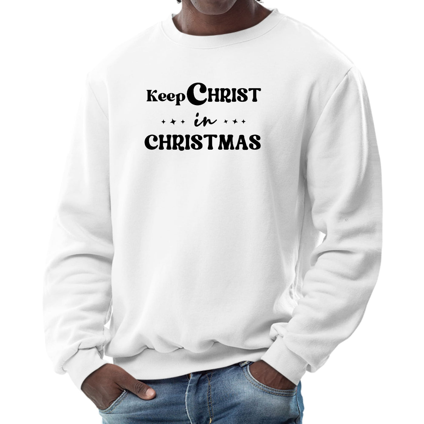 Mens Long Sleeve Graphic Sweatshirt Keep Christ In Christmas, - Mens |