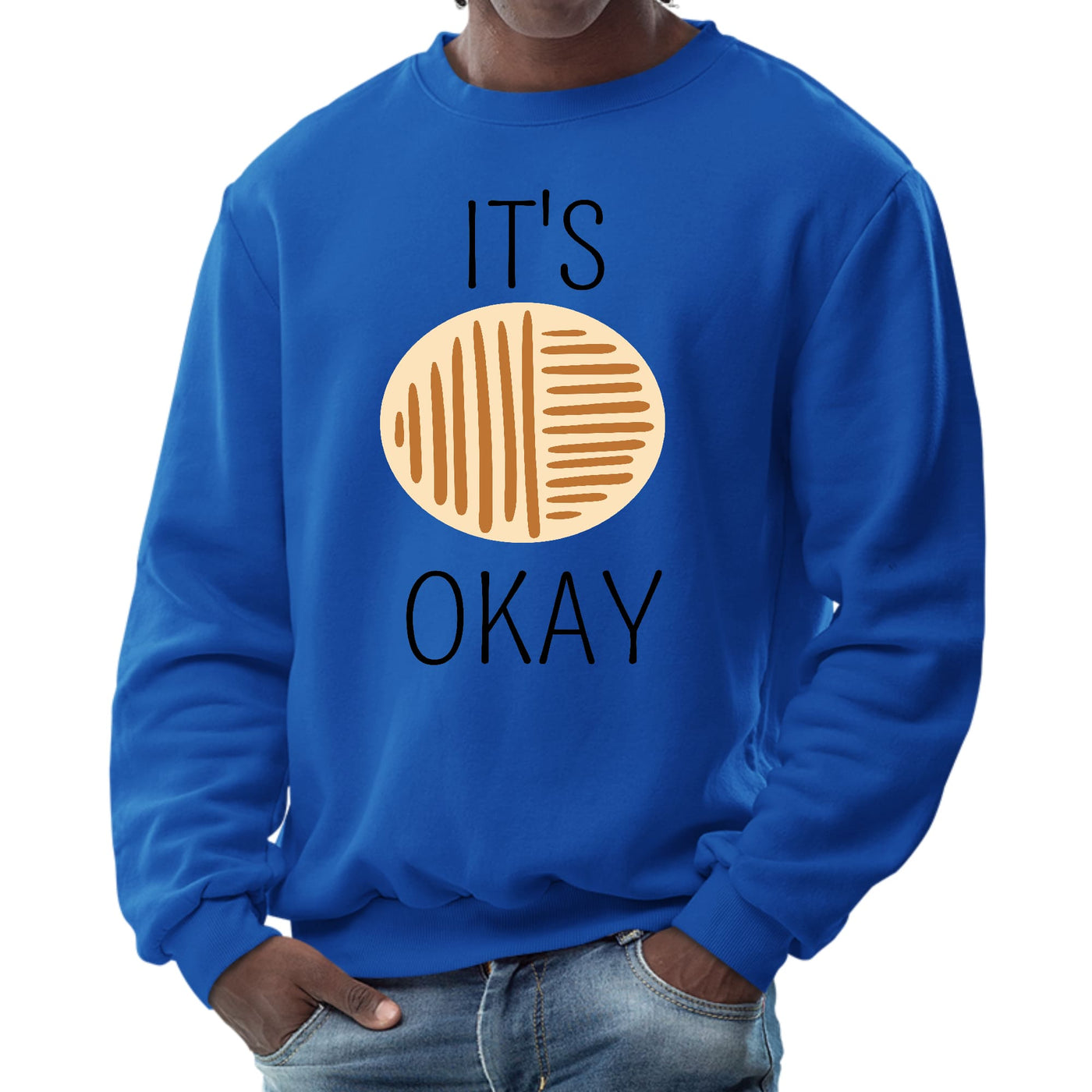 Mens Long Sleeve Graphic Sweatshirt Say It Soul Its Okay Black And - Mens