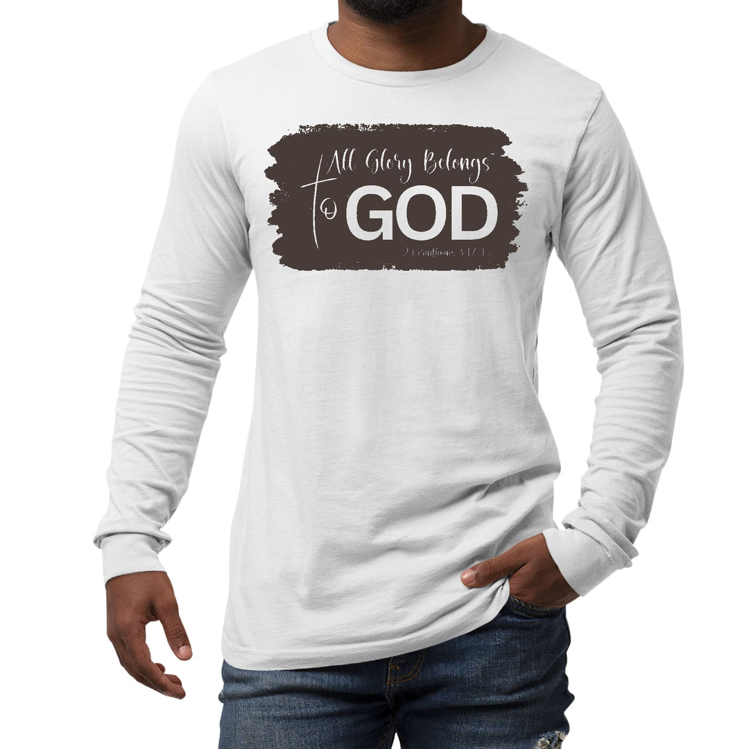 Mens Long Sleeve Graphic T-shirt All Glory Belongs to God Brown - Unisex