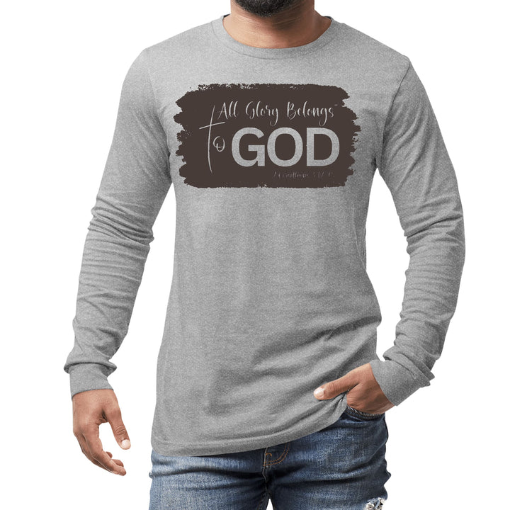 Mens Long Sleeve Graphic T-shirt All Glory Belongs to God Brown - Unisex