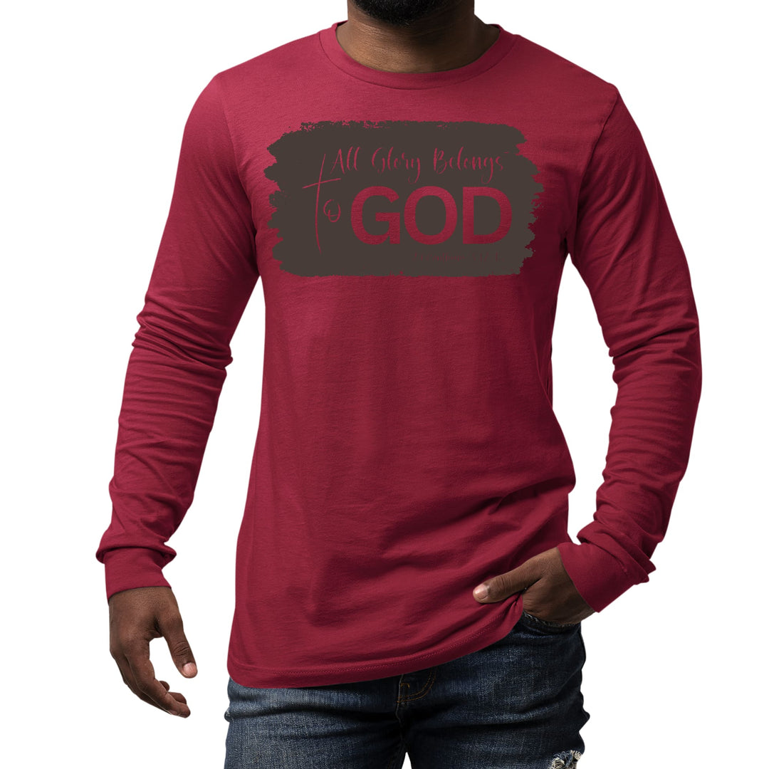 Mens Long Sleeve Graphic T-shirt All Glory Belongs to God Brown - Unisex