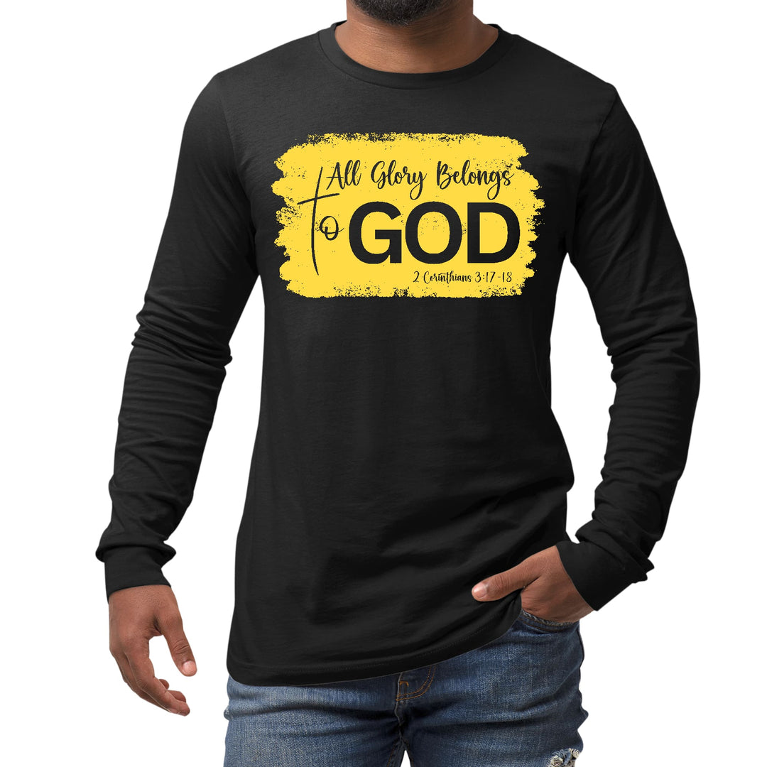 Mens Long Sleeve Graphic T-shirt All Glory Belongs to God Christian - Unisex