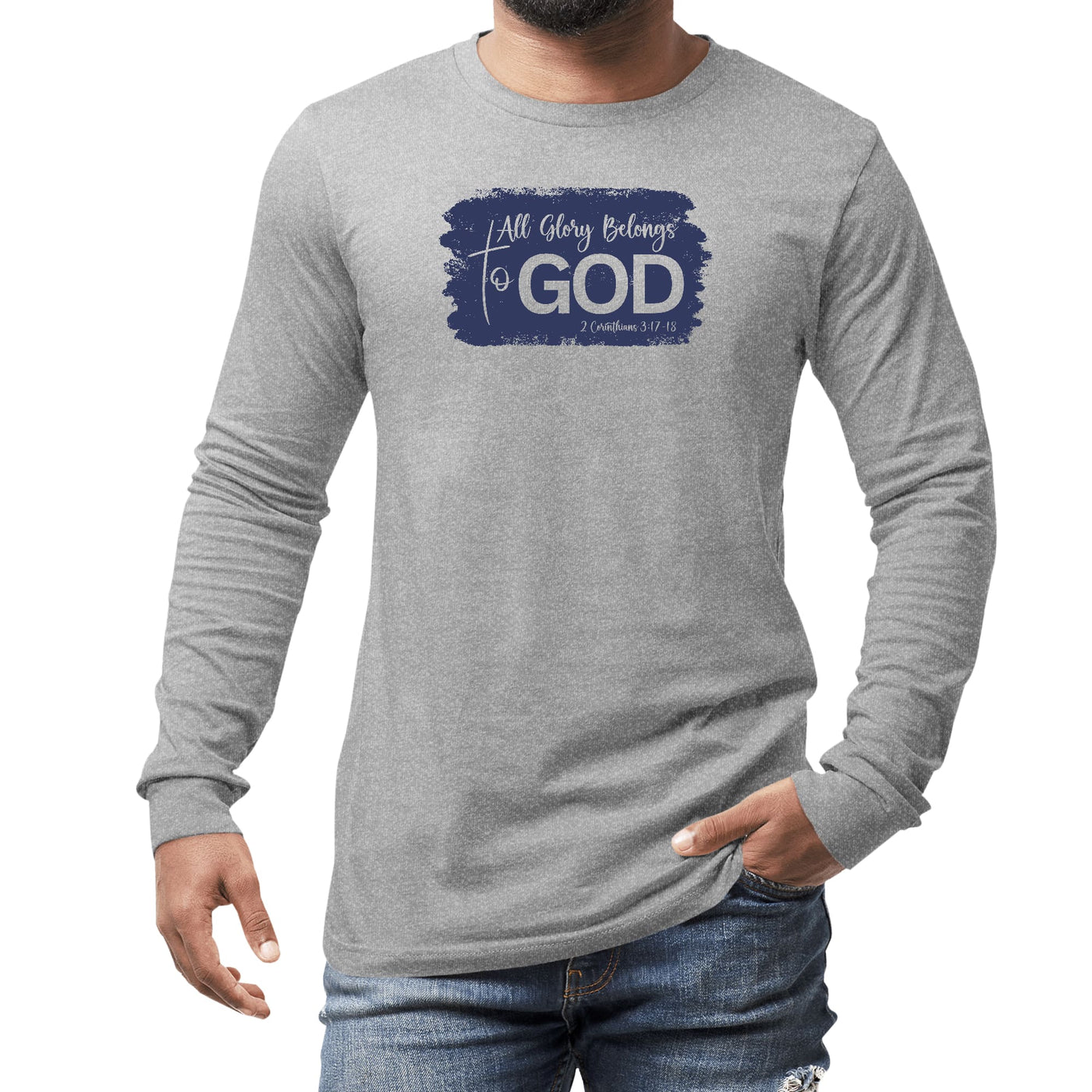 Mens Long Sleeve Graphic T-shirt All Glory Belongs To God Christian - Unisex