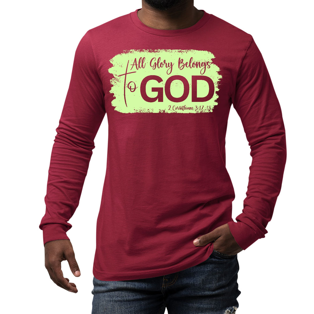 Mens Long Sleeve Graphic T-shirt All Glory Belongs to God Christian - Unisex