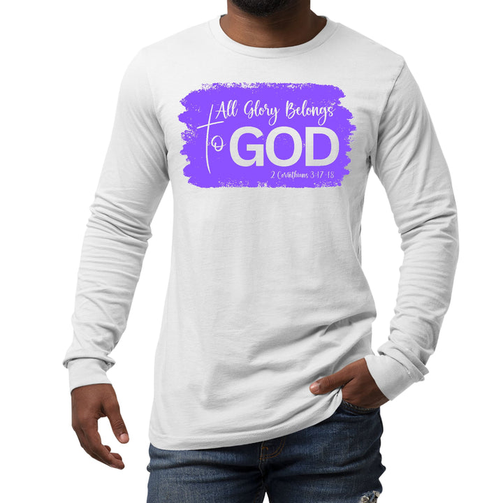 Mens Long Sleeve Graphic T-shirt All Glory Belongs to God Lavender - Unisex