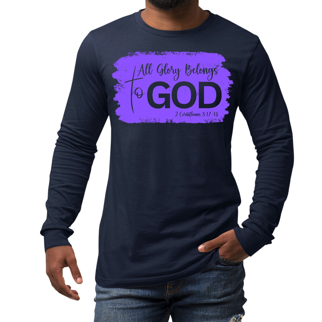 Mens Long Sleeve Graphic T-shirt All Glory Belongs to God Lavender - Unisex