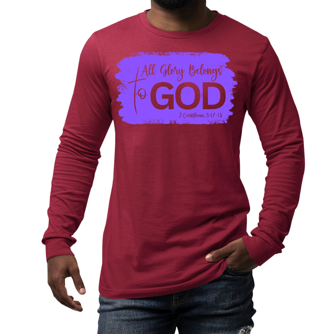 Mens Long Sleeve Graphic T-shirt All Glory Belongs to God Lavender - Unisex