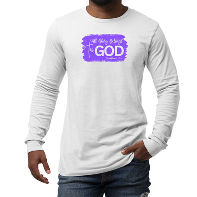 Mens Long Sleeve Graphic T-shirt All Glory Belongs To God Lavender - Unisex