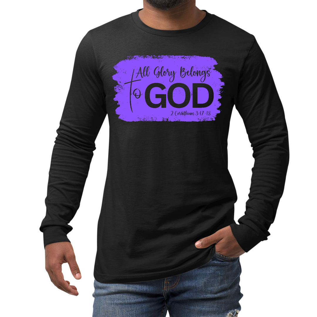 Mens Long Sleeve Graphic T-shirt All Glory Belongs to God Lavender - Unisex