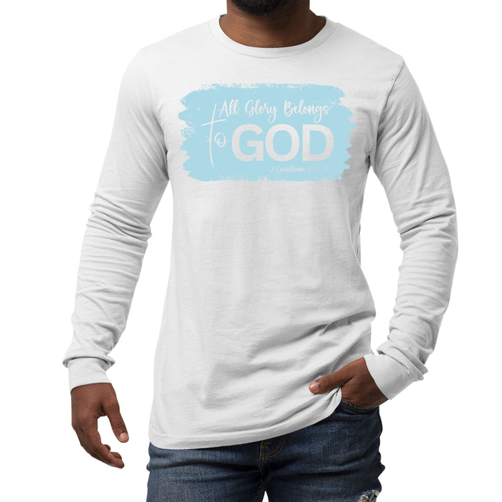 Mens Long Sleeve Graphic T-shirt All Glory Belongs to God Light Blue - Unisex