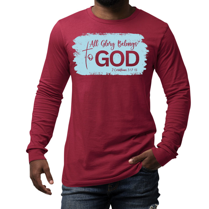 Mens Long Sleeve Graphic T-shirt All Glory Belongs to God Light Blue - Unisex