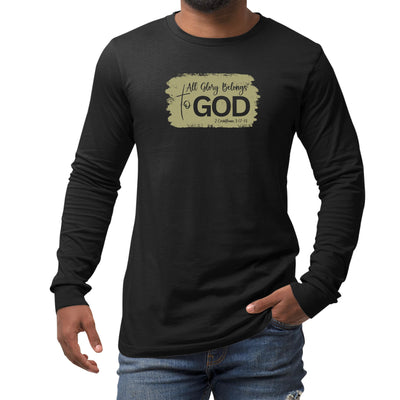 Mens Long Sleeve Graphic T-shirt All Glory Belongs To God Olive - Unisex