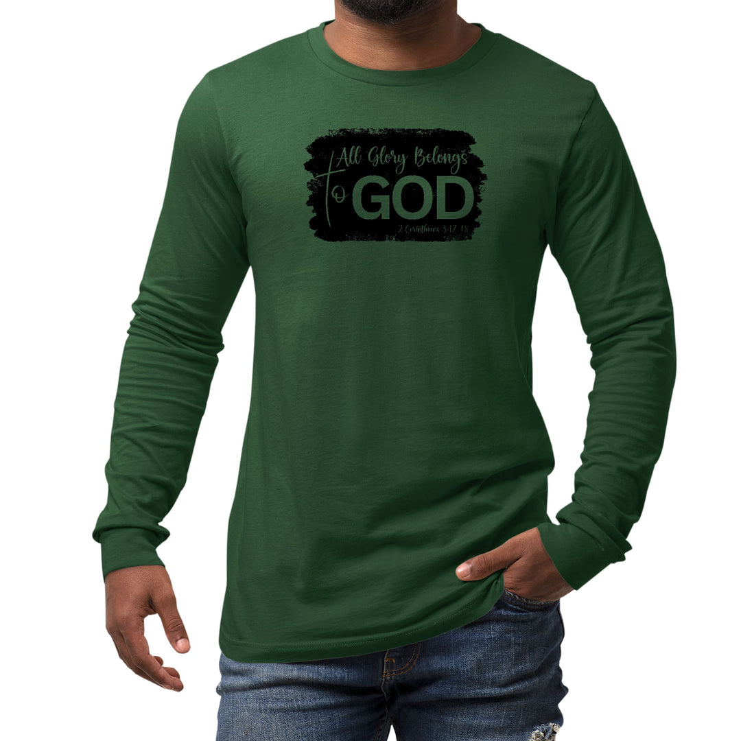 Mens Long Sleeve Graphic T-shirt All Glory Belongs to God Print - Unisex